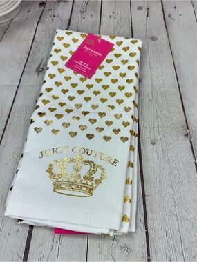 NWT Juicy Couture home kitchen Towel Gold foil Hearts glam décor modern luxe